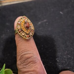Vintage Gold Ring with Amber Stones